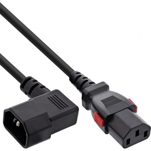 Cablu prelungitor de alimentare C13 lockable la C14 drept/unghi 90 grade 3m, InLine IL16933A