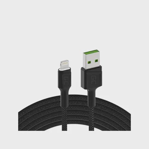 Cablu de date Green Cell KABGC05, Lightning, 1.2m, 2.4A, Fast Charging