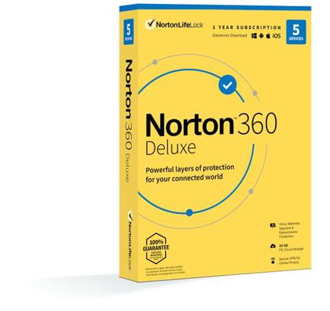 Antivirus Norton 360 Deluxe, Backup 50GB, 5 PC, 1An