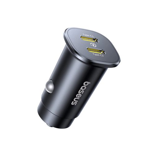 Incarcator Auto Baseus GoTrip, 30W, 3A, 2 x USB-C (Negru)
