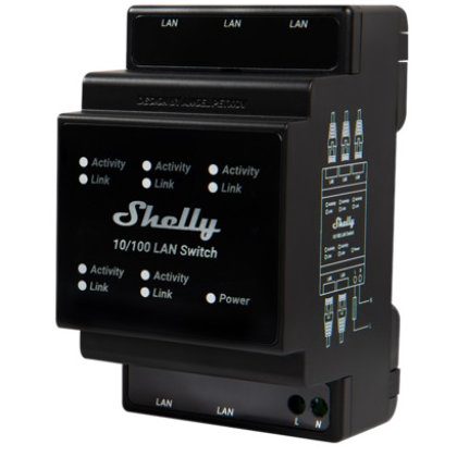 Shelly LAN Switch, cu 5 porturi, 10/100mbps, compatibil SINA DIN 3800235266830