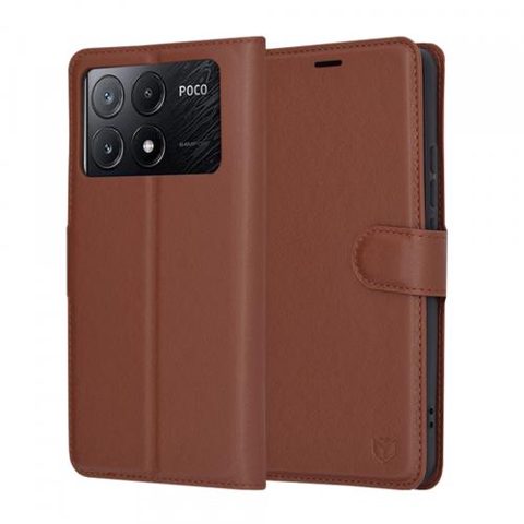 Husa pentru Xiaomi Poco X6 Pro, Techsuit Leather Folio (Maro)