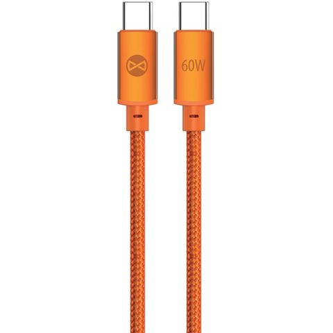 Cablu Date si Incarcare USB-C - USB-C Forever Saffron, 60W, 1m, Portocaliu
