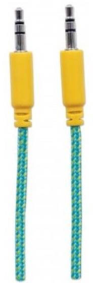 Cablu Audio Manhattan MHT394079, Jack 3.5mm - Jack 3.5mm, 1 m (Galbe/Albastru)