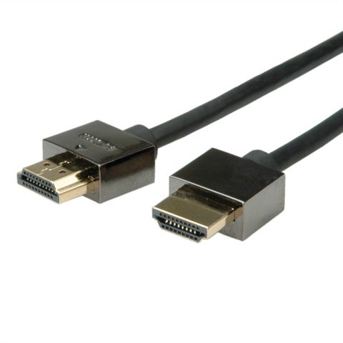 Cablu HDMI v1.4 Slim High Speed + Ethernet T-T 2m Negru, Roline 11.04.5592*