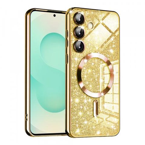 Husa MagSafe pentru Samsung Galaxy S25+ S936, Techsuit, Luxury Glitter, Aurie