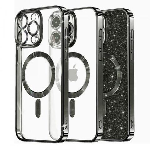 Husa MagSafe pentru Apple iPhone 16 Pro Max, Techsuit, Luxury Glitter, Neagra