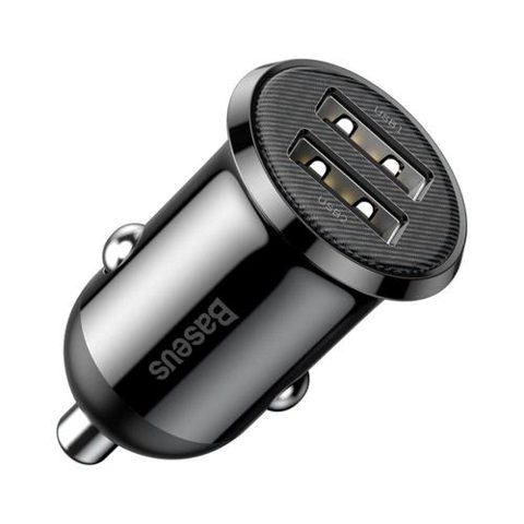 Incarcator auto Baseus Grain Pro, 2 x USB, 5V/2.4A (Negru)