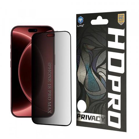 Folie de protectie Ecran Privacy Lito HD Pro pentru Apple iPhone 18 Pro Max, Sticla Securizata, Full Glue