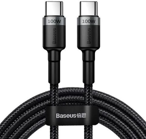 Cablu de date Baseus Cafule CATKLF-ALG1, USB-C la USB-C, 100W, PD 2.0, Quick Charge 3.0, 2m (Negru)