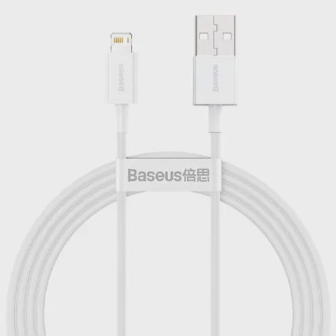 Cablu pentru incarcare si transfer de date Baseus Superior, USB/Lightning, 2.4A, 1.5m, Alb