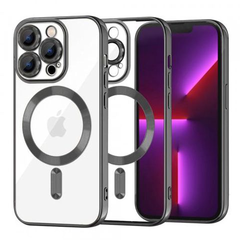 Husa MagSafe pentru Apple iPhone 13 Pro, Techsuit, Luxury Crystal, Neagra