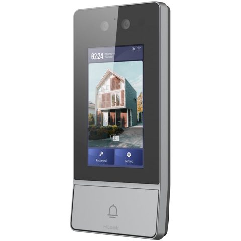 Videointerfon de exterior Wi-Fi Hikvision HiLook DP9-WP, 2 MP, IR 3m, display 4.3 inch, PIN/Card/Recunoastere faciala, PoE, IP65, IK8