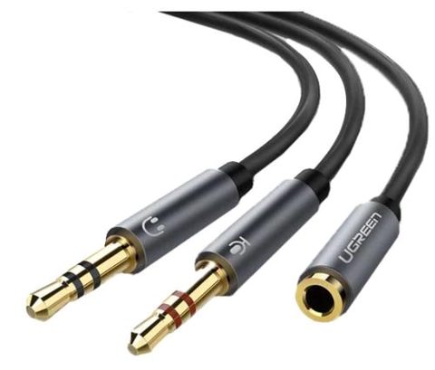 Adaptor Audio 3.5mm - 2 x 3.5mm UGREEN AV140, 0.20m, Negru