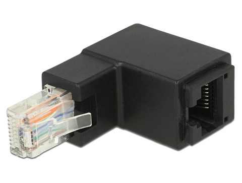 Adaptor RJ45 UTP in unghi sus cat 6 T-M negru, Delock 86424