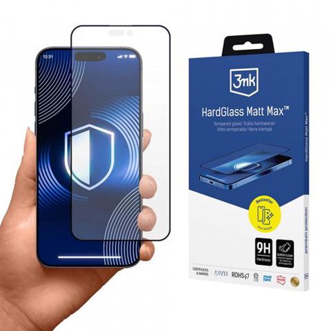 Folie de protectie Ecran Matte 3MK HardGlass Max pentru Apple iPhone 17 Pro, Sticla Securizata, Full Glue