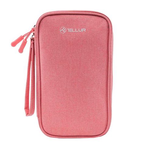 Geanta Tellur pentru organizare cabluri si accesorii TLL193021, 21x12.5x6cm, poliester (Roz)