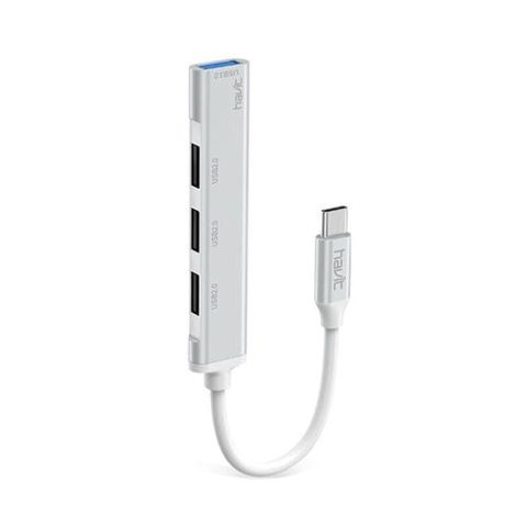 Hub USB-C multiplu 4 in 1 HAVIT HB41, 4 USB A, Viteza transfer date 5 Gbps (Argintiu)