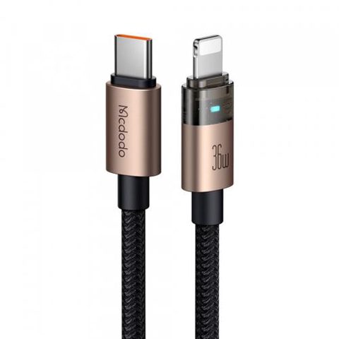 Cablu Date/Incarcare McDodo CA-6941, USB-C - Lightning, 36W, 1.2m (Auriu/Negru)
