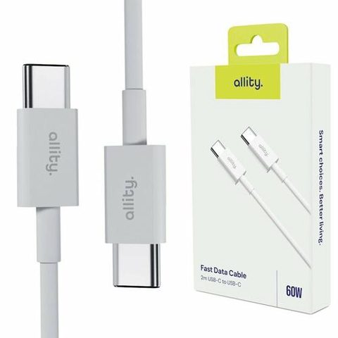 Cablu de date si incarcare Allity AUC-03, USB-C to USB-C, 60W, 2m, Alb