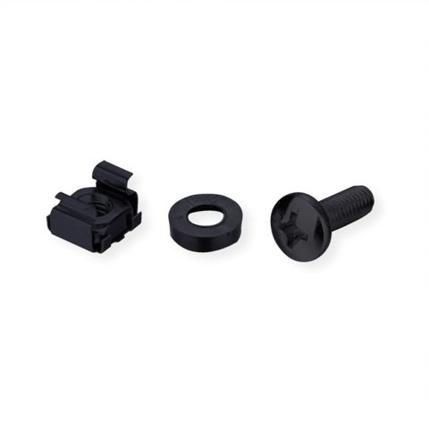 Set 100 buc suruburi M5 montare rack/cabinet/dispozitive 19" Negru, Roline 26.50.5006