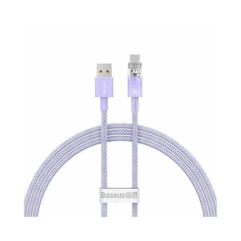 Cablu Baseus Explorer, USB la USB-C, 100W, 6A, Quick Charge, 1m, Violet