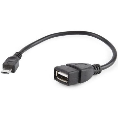 Cablu adaptor OTG Gembird, Micro-USB 2.0 (T) la USB 2.0 (M), 15cm, Negru, A-OTG-AFBM-03