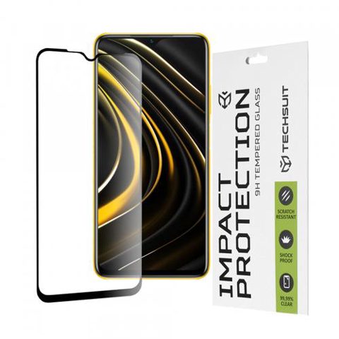 Folie de protectie Ecran Techsuit pentru Xiaomi Redmi 9 Power / 9T / Poco M3, Sticla securizata, Full Glue, 111D, Neagra
