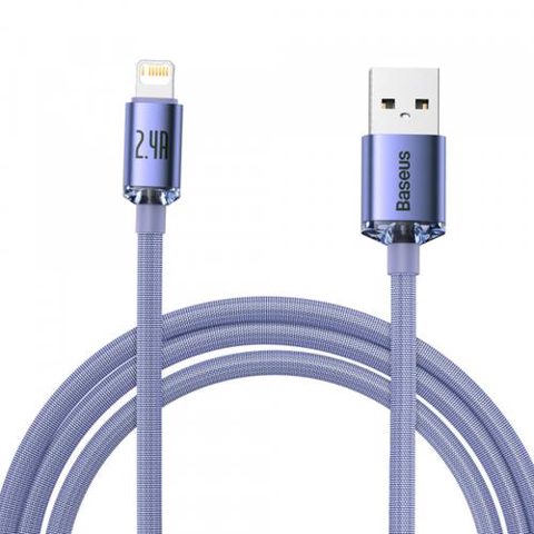 Cablu Date si Incarcare USB-A - Lightning Baseus Crystal Shine Series CAJY000105, 18W, 2m, Mov