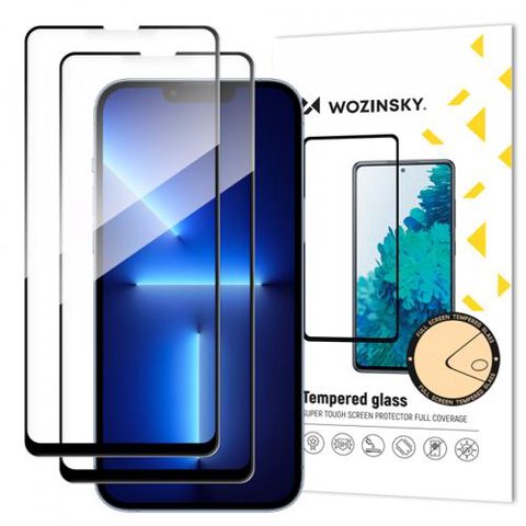 Folie de protectie Ecran WZK pentru Apple iPhone 14 Pro Max / 13 Pro Max, Sticla Securizata, Full Glue, Set 2 bucati, Neagra