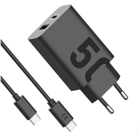 Incarcator retea Motorola TurboPower 50W Duo, USB-C + USB-A w/ USB-C cable, Negru