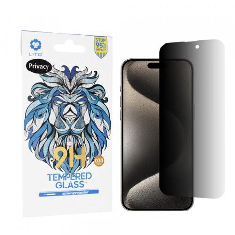 Folie de protectie Ecran Privacy Lito Classic pentru Apple iPhone 15 Pro Max, Sticla Securizata, Full Glue, 2.5D