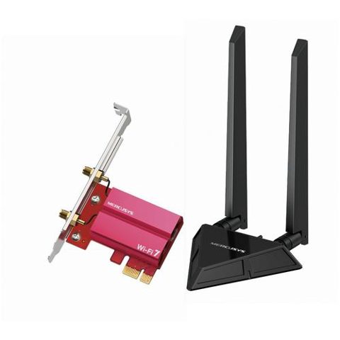 Placa de retea Mercusys MA49BE, BE9300, Tri-Band, Wi-Fi 7, Bluetooth 5.4, PCIe, 2 antene externe omnidirectionale
