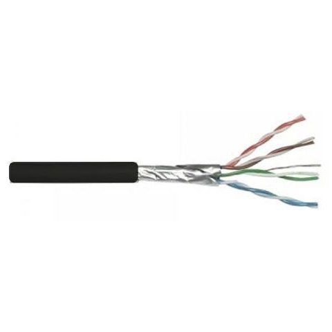 Cablu FTP CAT6 Cupru, ecranat 0.5mm, CUPRU SOLID, rola 305m culoare neagra