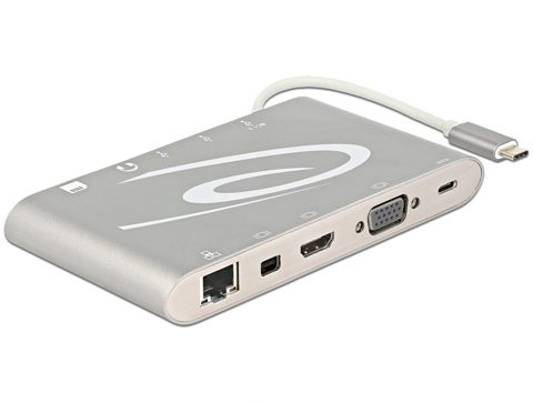 Docking station USB 3.1 tip C 4K (Gigabit, Mini DP, HDMI, VGA, USB 3.0, jack audio, micro SD/SD slot), Delock 87298