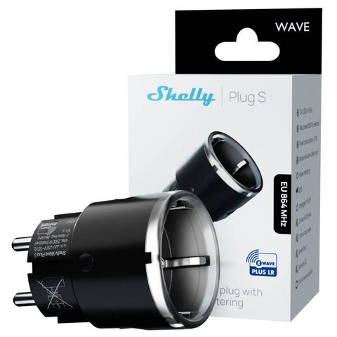 Shelly Wave Plug S Black LR Priza inteligenta Z-Wave Long Range cu masurare consum 3800238071776