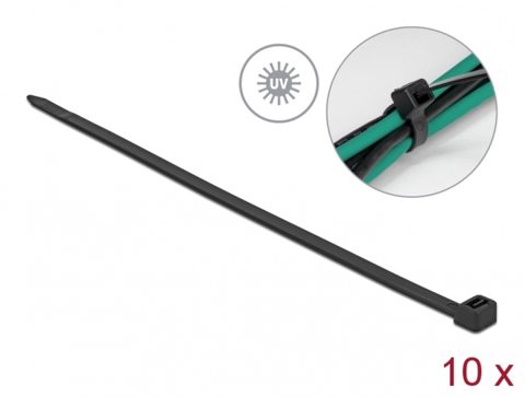 Set 10 buc bride rezistente la UV - L 1220 x W 9.0 mm negre, Delock 19564