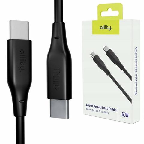 Cablu de date si incarcare Allity AUC-02, USB-C to USB-C, 60W, 2m, Negru