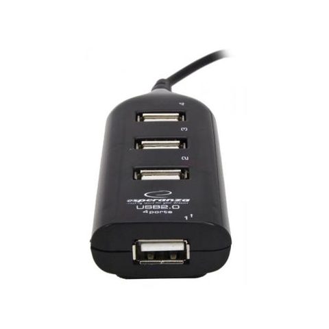 Hub Esperanza 4 porturi, USB 2.0, Negru
