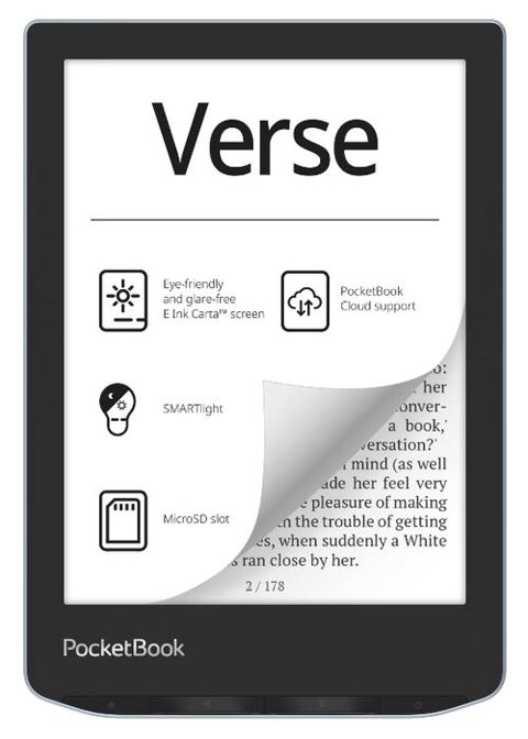eBook Reader PocketBook Verse PB629, Ecran tactil 6.0inch E Ink Carta™ 1200, 212dpi, 8GB, SMARTlight, G-sensor, WiFi (Albastru)