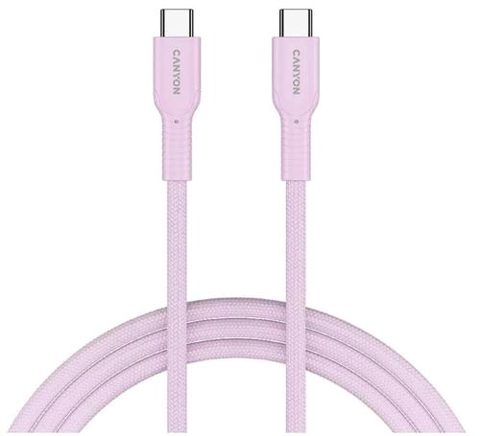 Cablu de date Canyon CND-CCAP60AB10PK, USB-C - USB-C, 1 m (Roz)