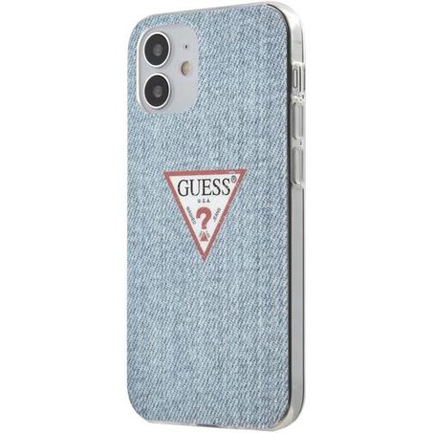 Husa de protectie Guess GUHCP12SPCUJULLB TPU Denim Triangle pentru iPhone 12 Mini (Albastru)
