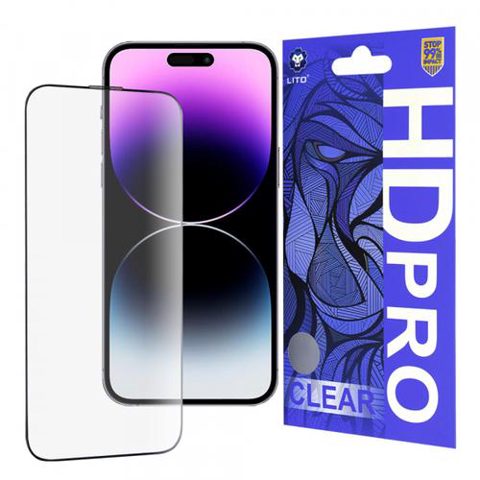 Folie de protectie Ecran Lito HD Pro Clear pentru Apple iPhone 14 Pro Max, Sticla Securizata, Full Glue