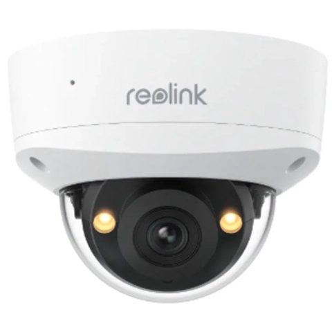 Camera supraveghere IP Dome cu iluminare duala Reolink P337, 4K, 2.8 mm, IR/Lumina alba 30 m, microfon si difuzor, slot card, PoE