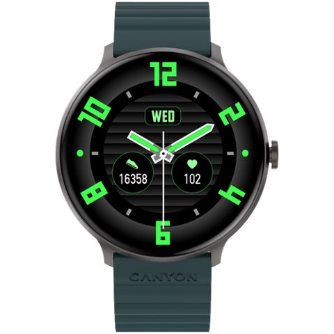 Smartwatch CANYON Jacky SW-69, Ecran LTPS 1.3inch, Bluetooth, 380+ Fete de ceas, 25 moduri de sport, Autonomie 9 zile, IP68 (Verde/Portocaliu)