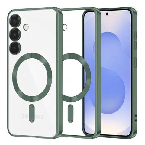 Husa MagSafe Techsuit Luxury Crystal entru Samsung Galaxy S25 S931 (Transparent/Verde)