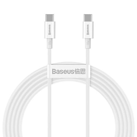 Cablu de date Baseus Superior CATYS-C02, USB-C - USB-C, QC, 100W, 5A, 2 m, Alb