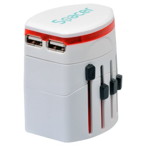Incarcator Retea Spacer Voyage, 1500W, 2 x USB-A, Alb SPAD-UNIV