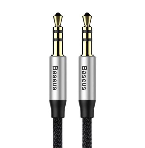 Cablu Audio Baseus Yiven CAM30-BS1, Jack 3.5mm - Jack 3.5mm, 1 m (Negru/Argintiu)