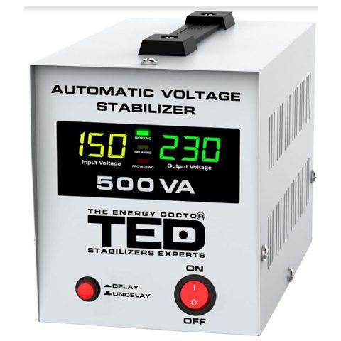 Stabilizator de retea TED500NEW, maxim 500VA/300W, AVR, LCD, 1 iesire schuko TED000194
